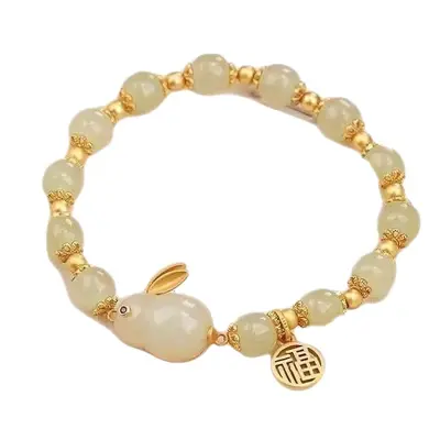 Chinese Style Jade Rabbit Bracelet for Women