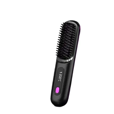 New Cross-Border Cordless Ionic Hair Straightener Brush Wireless Straight and Curling Portable Hair Styling Brush
