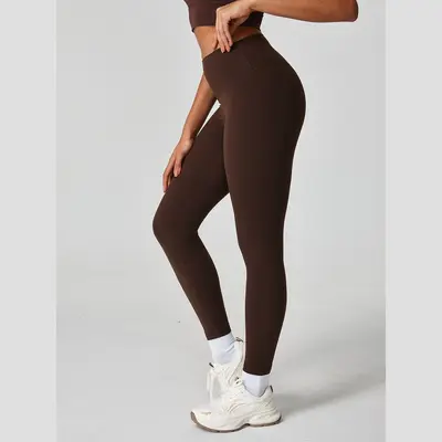 YTRIAN kadın Çıplak Yoga Pantolon Yüksek Bel Karın Kontrol Popo Kaldırma Şekillendirme Açık Spor Rahat Sıkı Uzun Pantolon - 5