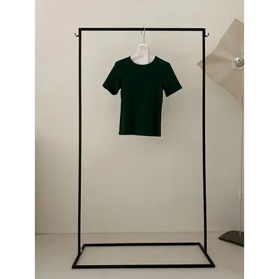 Women's Crew Neck Straight Shoulder T-Shirt, Short Sleeve, 7 Colors - 13