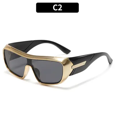 Oversize-Herrensonnenbrille mit einteiligen Gläsern im Retro-Stil und UV-Schutz - 7