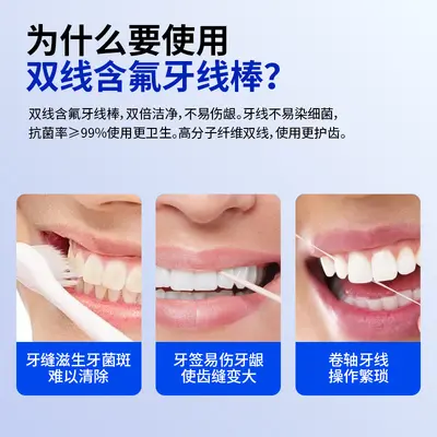 Dual-Thread Fluoride Dental Floss 50pcs Box Portable Oral Interdental Cleaning Care Disposable Dental Floss Sticks Stock Wholesale