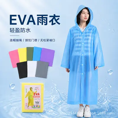 Eva Erwachsenen-Regenmantel, transparente Poncho mit Hut