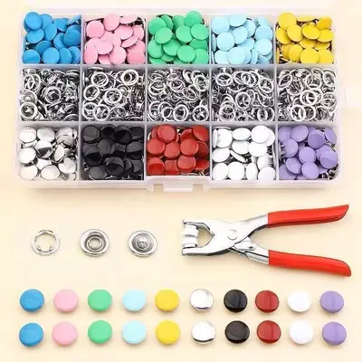 Druckknopf-Set ohne Nähen, bunt, mit Werkzeug