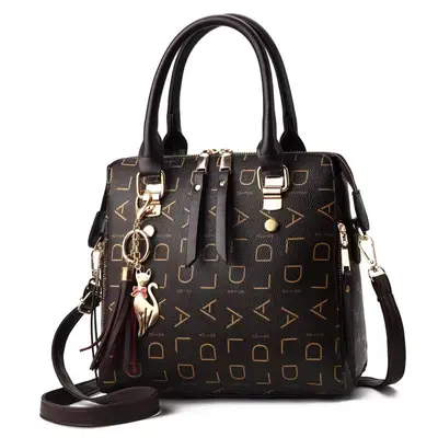 Printed Tassel Women's Handbag, Large Capacity with Shoulder Strap