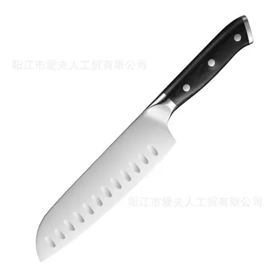 厂家批发跨境厨房厨师刀具套装黑彩木双钢头镜光三德刀西餐刀具 - 11