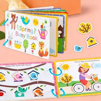 Dört Mevsim Sessiz Kitap, Bebek Eğitici Oyuncak, DIY Çıkartmalı - 7