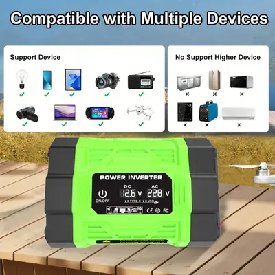 Modifiye Sinüs Dalga İnvertör 12V 220V 300W 500W, LED Ekranlı, Çift USB - 6