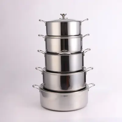 304 Stainless Steel Soup Pot Thick Base Induction Compatible - 8