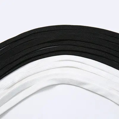 8-10 mm Flat Shoelace, Double-Layer Hollow, Black and White