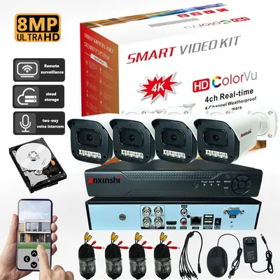 4 kanal DVR analog gözetleme sistemi, gece görüşü, su geçirmez