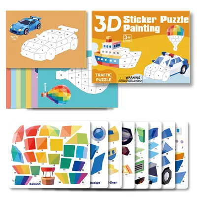 3D-Geometrie-Puzzle-Stickerbox, 4er Set für Kinder