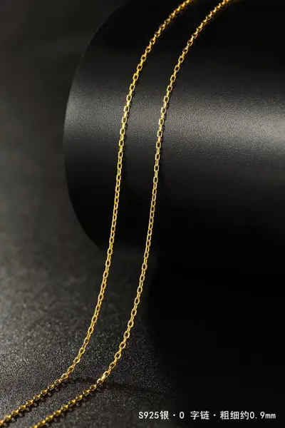 925 sterling silver necklace, thin chain, 18K gold plated - 8