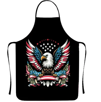 Independence Day Printed Waterproof Kitchen Apron with Neck Tie - 10