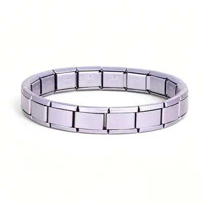 Italienisches Armbandmodul, versilbert, Edelstahl, elastisch - 12