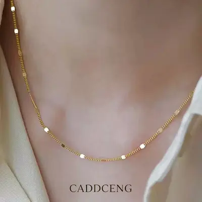 Minimalist sade zincir, yıldızlı zincir, O-şekilli zincir, dudak zinciri, titanyum çelik kolye, yan zincir, yılan kemiği zinciri, kutu zinciri, çok yönlü aksesuarlar. - 3