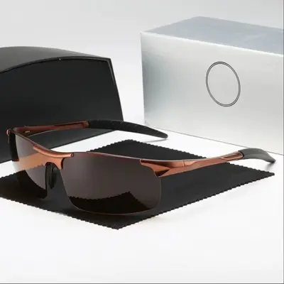 Men's Polarized Zinc Alloy Large Frame Sunglasses for Cycling and Driving - 10