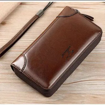 Men's Soft Leather Clutch Wallet with Anti-Theft Protection, Double Zip - 8