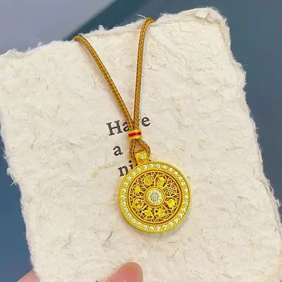 Vietnamese gold compass pendant rotatable women necklace - 3