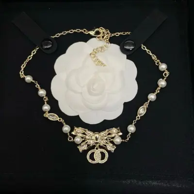 Brass women's necklace, letter design, vintage style - 9