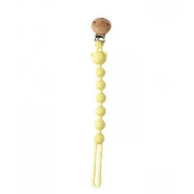 Baby Silicone Pacifier Chain Bear Anti-Lost Beech Wood Clip - 9