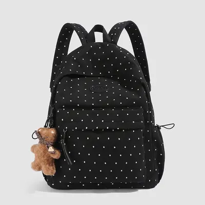 Retro Wool Plaid Women's Backpack for High School and University Students - 11
