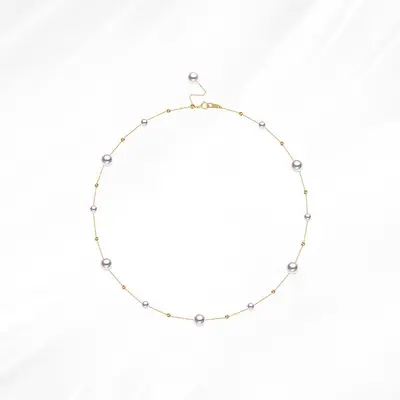 S925 Sterlingsilber-Gold-Perlenkette, Stern-Design, elegante Schlüsselbeinkette für Damen
