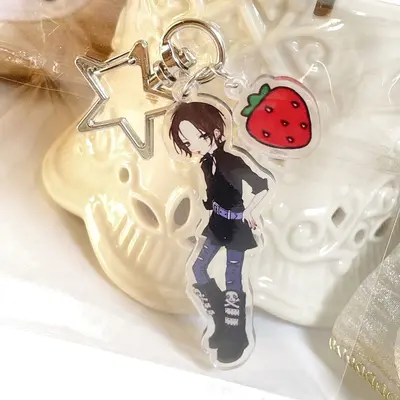 Acrylic Bag Keychain Pendant, Strawberry Design