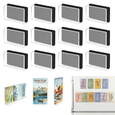 Şeffaf Akrilik Yapışkanlı Yumuşak Mıknatıslı Buzdolabı Mıknatısı Seti, DIY