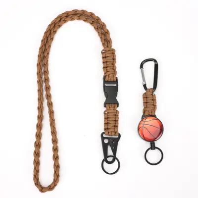Ball-Style Retractable Snap Hook Key Ring with Paracord - 5