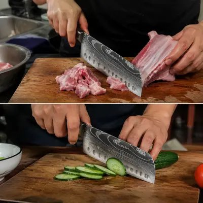 Damascus pattern knife set 5-inch santoku chef's knife - 5