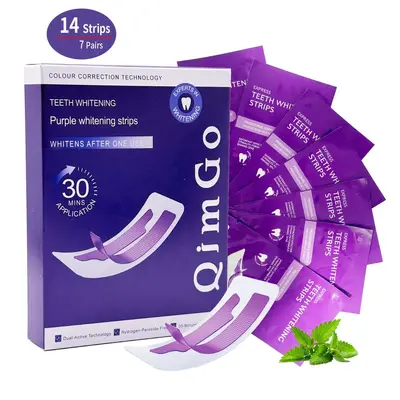 紫色牙贴 干贴 去黄牙齿美白贴 Teeth Whitening Strips跨境专供