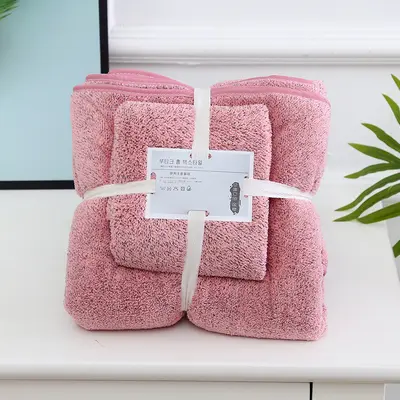 Yüksek yoğunluklu mercan havlu seti, bambu karbon fiber - 7