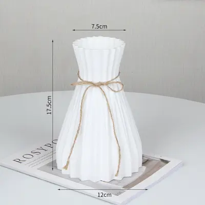 Origami Plastic Vase with Drawstring Rope Neck, Modern Decor - 7