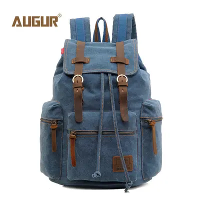 AUGUR Alge Canvas Retro Men's Backpack with Computer Compartment, Student Bag - 7