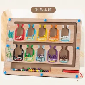Wooden Magnetic Maze Ball Toy for Learning Numbers