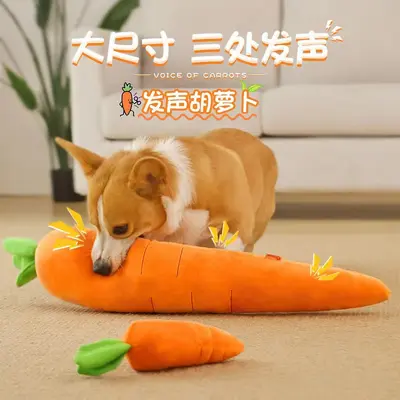 Squeaky Plush Carrot Dog Toy, Durable and Chew Resistant