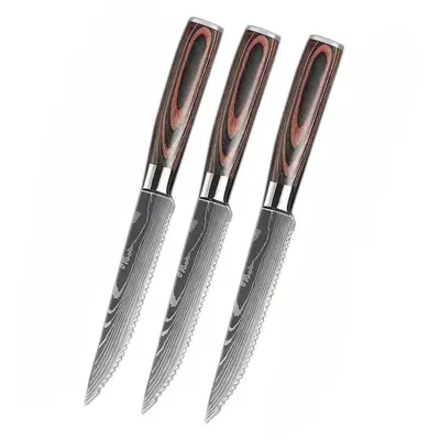 Steak bıçağı seti, 4CR13 çelik, damask desen, 2 parça - 9