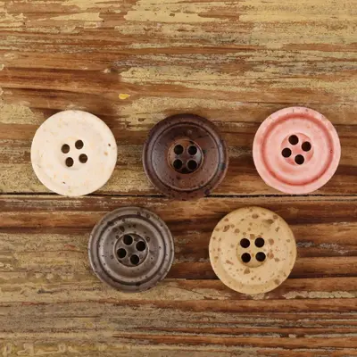 Resin Buttons with Double Ring and Imitation Bone Look for Men's Garments