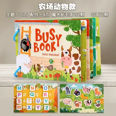 Kinder-Stille-Buch, abreißbare Sticker-Beschäftigungsbuch, Eltern-Kind-Interaktives Spielz - 7