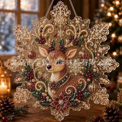 Noel elmas boncuk tablo, el yapımı DIY asma süs, Noel Baba ve Noel ağacı - 8