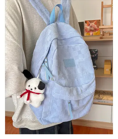Large Capacity Plaid Schoolbag Backpack for High School and College Students - 10