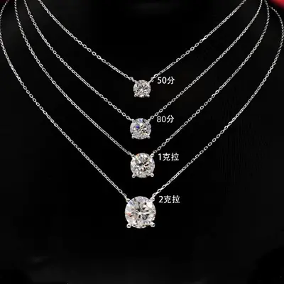 Moissanite elmas S925 gümüş demir zincir kolye - 2
