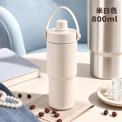 Double-Drink Straw Insulated Bottle, 304 Stainless Steel, Large Capacity Water Bottle - 8