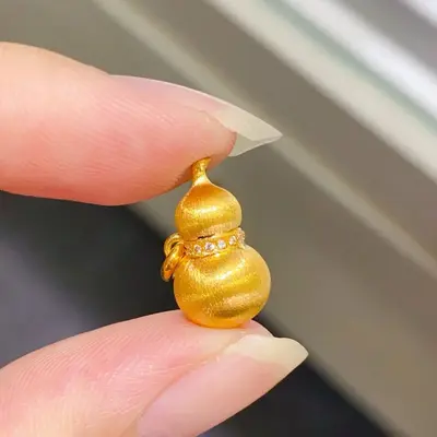 24K Echtgold-Anhänger Kürbis, antike Fadenzug-Handwerkstechnik