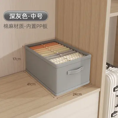 Drawer wardrobe storage box, lidless, cotton linen fabric - 13
