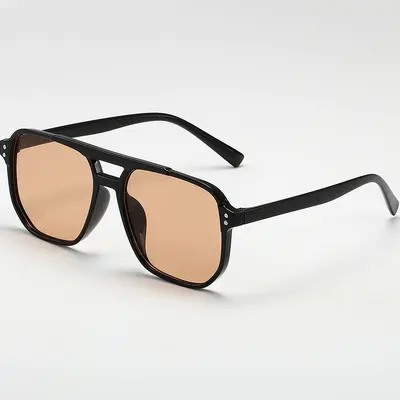 Retro-Sonnenbrille mit Doppelsteg und großem Rahmen - 5