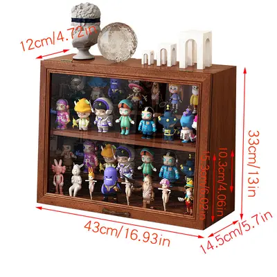 Solid Wood Vintage Storage Box with Drawers Desktop Display - 11