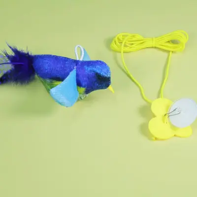 Hanging Feather Bird Cat Teaser, Bite-Resistant with Squeaker - 8