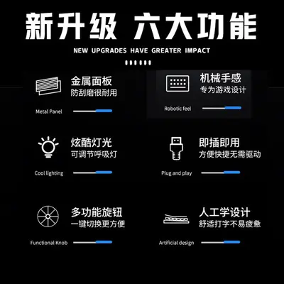 GX810机械手感键盘鼠标套装耳机三件套有线游戏电竞办公发光电脑 - 3
